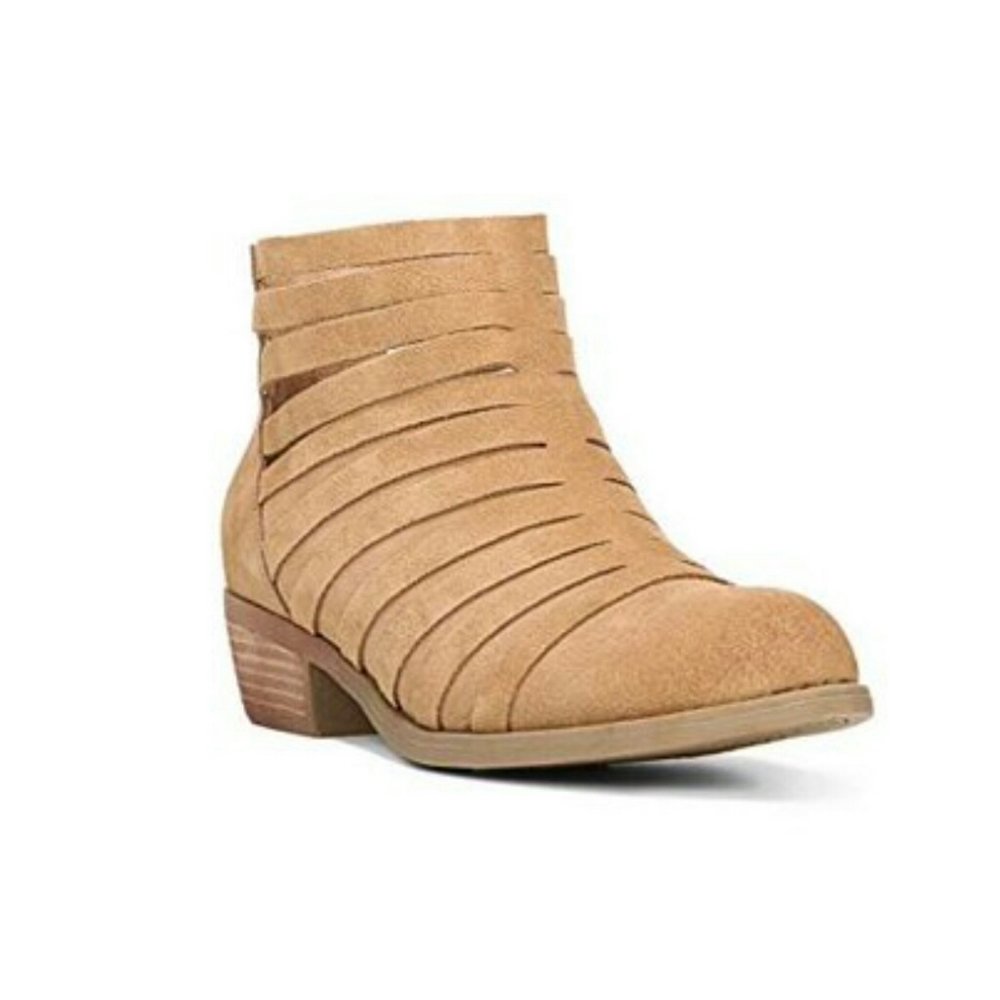 Breckin Strappy Suede Bootie Boot Sz 6.5